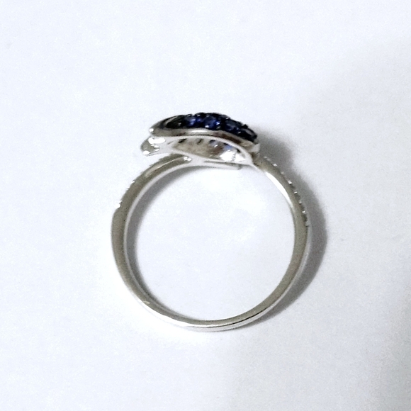 Tulip Flower Sapphire Sterling SILVER Ring size 6.5 - Picture 8 of 9